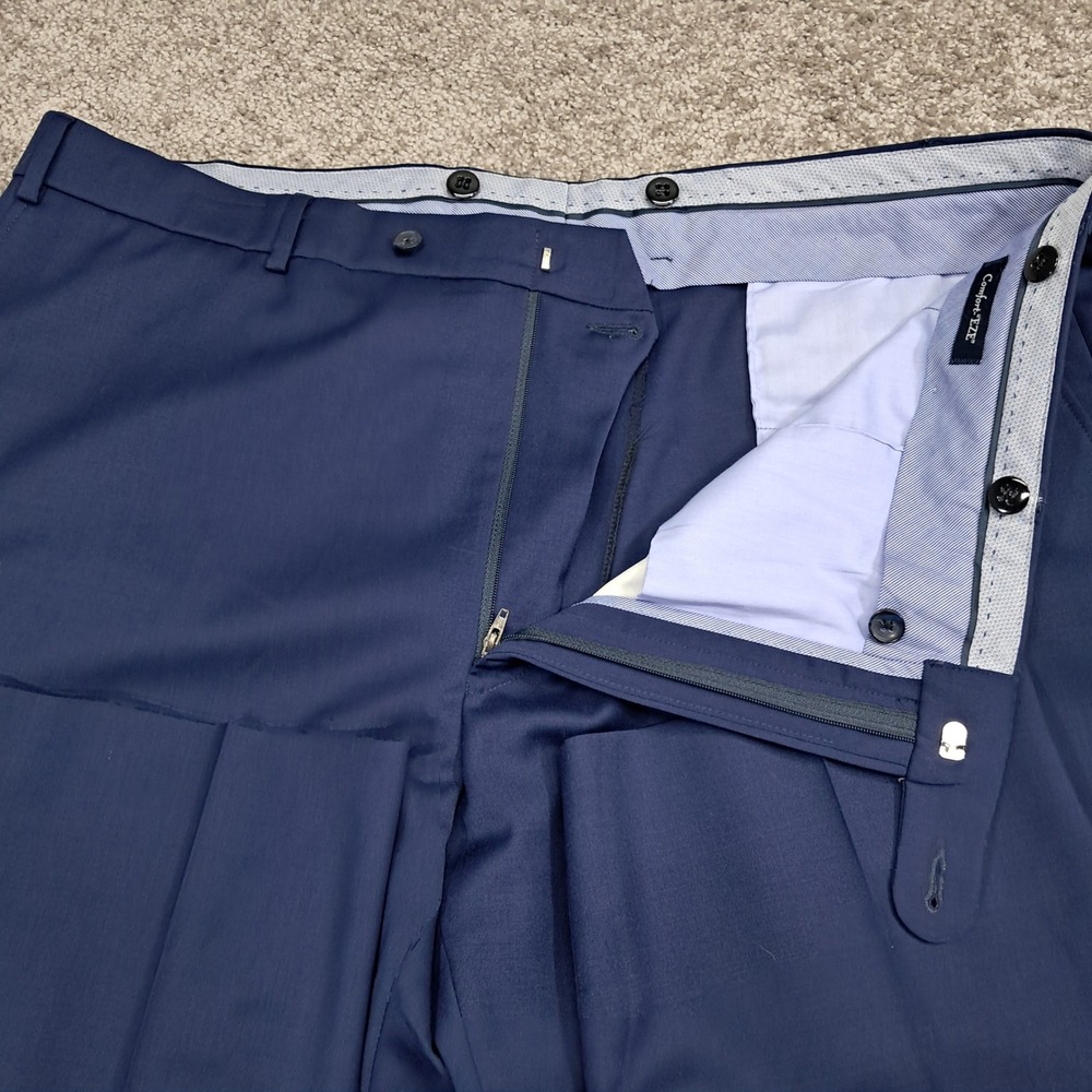 Ballin Comfort-EZE Mens Navy‎ Blue 100 Wool Dress Pants Made in Canada 42x26 - Picture 2 of 12